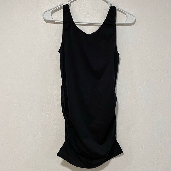 Motherhood Maternity Black Ruched Tank Top Size S/M Stretch Nylon Spandex - Picture 2 of 4